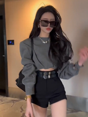 黑色双皮带性感短裤女2025夏季韩版设计感辣妹高腰显瘦包臀热裤潮 - 图2