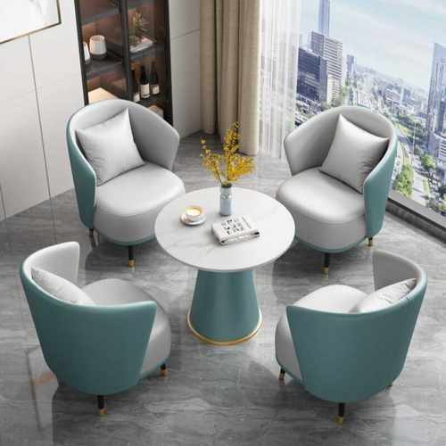 酒店单人沙发休息区轻奢休闲椅接待区售楼处洽谈酒店沙发小圆桌椅 - 图0