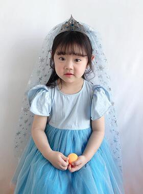 公主风蓝色皇冠儿童婚礼饰品发箍
