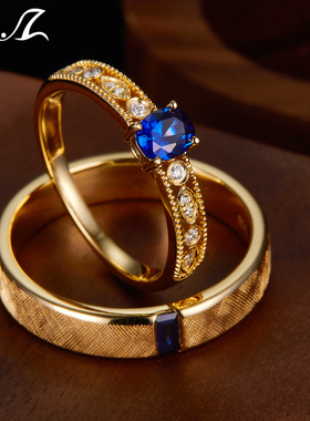 0.5克拉培育皇家蓝宝石戒指女