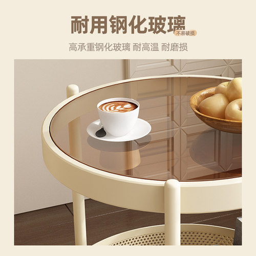复古中古风可移动沙发边几阳台小茶桌高级床头侧边柜小茶几小推车 - 图1