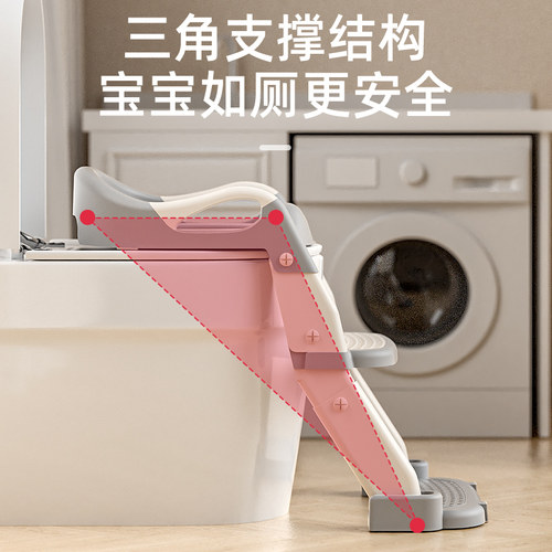 儿童马桶坐便器楼梯男小孩尿便盆圈女宝宝专用婴儿折叠阶梯脚踩凳 - 图1