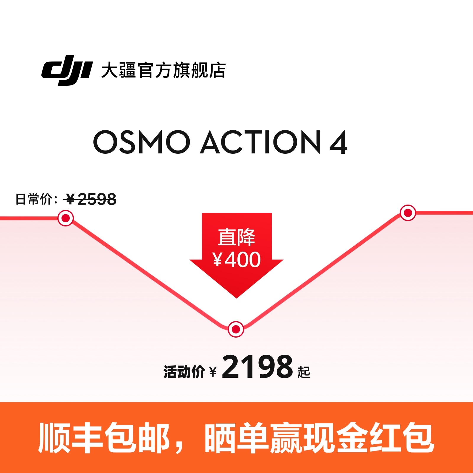 大疆 DJI Osmo Action 4 运动相机 滑雪钓鱼骑行潜水vlog摄像机 - 图0