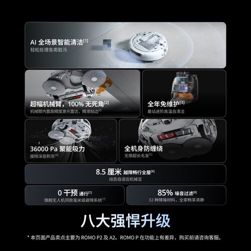 大疆 DJI ROMO 2系列扫地机器人AI超幅扫拖一体家用清洗自动清洁 - 图2