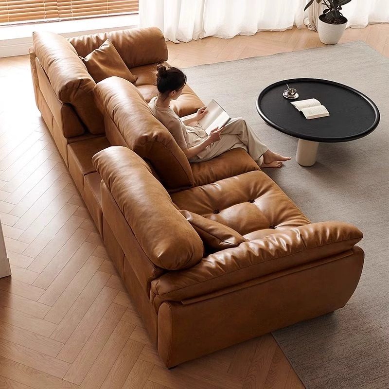 复古风云朵真皮沙发客厅大小户型可移动靠背中古风油蜡皮功能沙发,淘宝优惠券,粉丝福利购,淘宝优惠卷