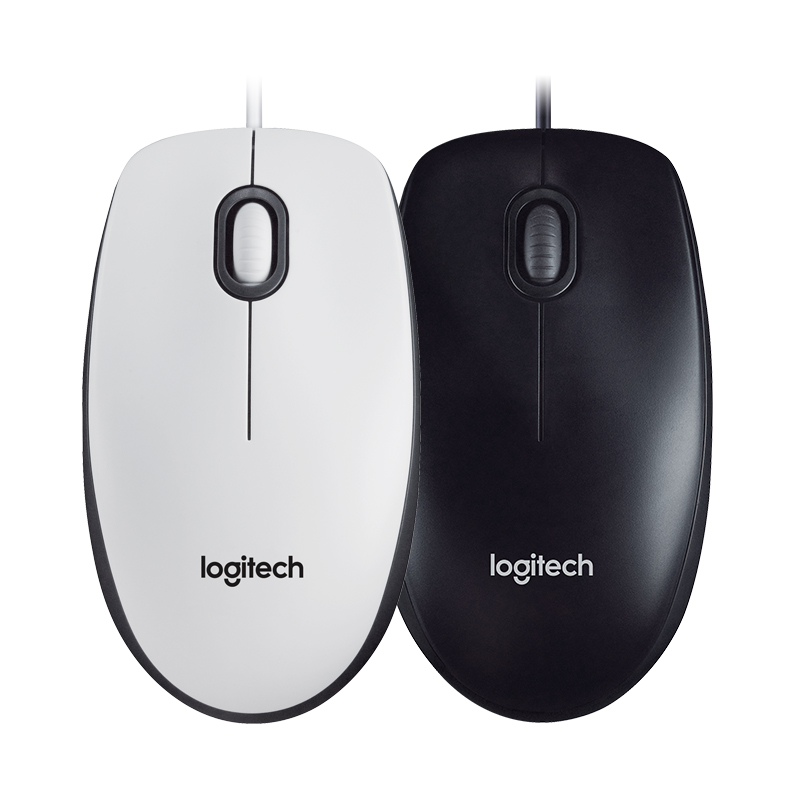 Logitech/罗技M100R二代USB有线鼠标 光电办公家用黑色白色 正品 - 图1