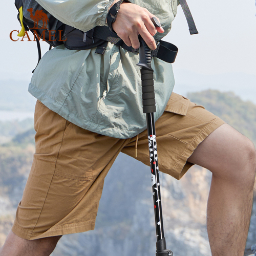 骆驼户外登山杖铝合金手杖轻便伸缩折叠徒步爬山拐棍老人防滑拐杖