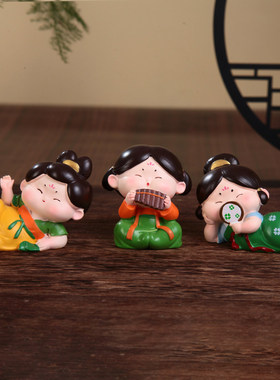 38节母亲节大唐仕女唐小糖桌面摆件汉服玩偶工位稳定情绪神器西安