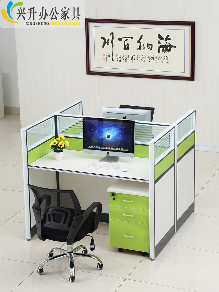 广州办公桌简约现代2/4/6/8人位屏风工作位职员四人卡位办公桌椅-图0