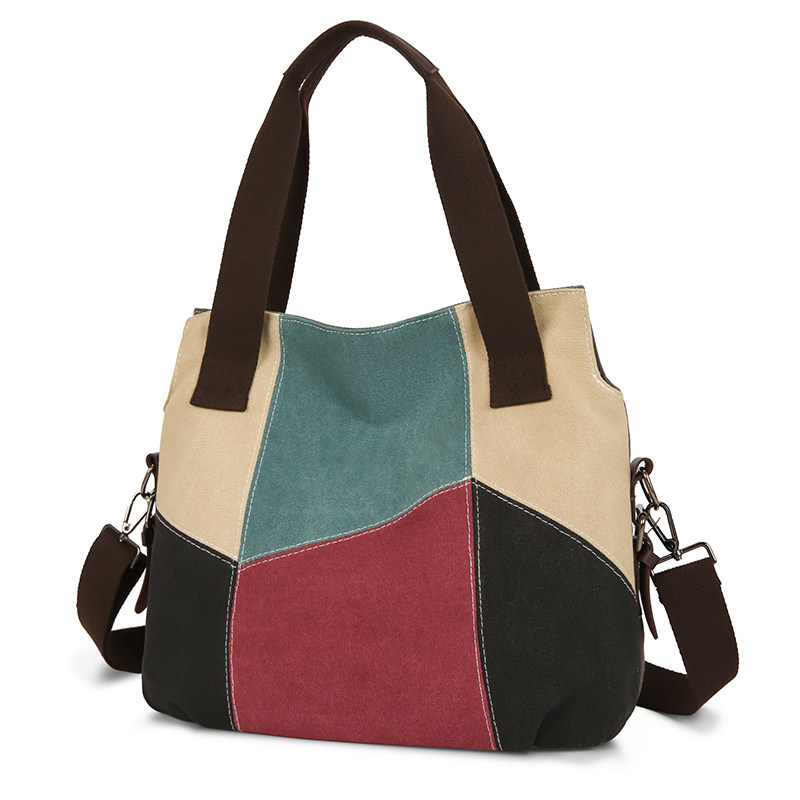 大包包帆布包女2024新款拼接撞色上班通勤质感中年手提单肩斜挎包,淘宝优惠券,粉丝福利购,淘宝优惠卷