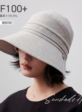 大檐纯棉可扎马尾夏防晒帽女夏季