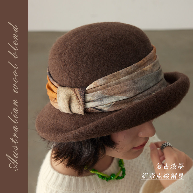 隽永艺术-进口澳洲混纺美丽诺羊毛法式盆帽优雅礼帽渔夫帽秋冬女,淘宝优惠券,粉丝福利购,淘宝优惠卷