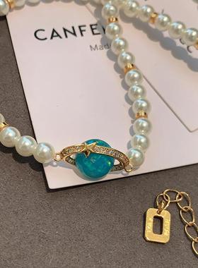 XMR小香风西太后土星珍珠项链女