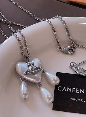 XMRACC小香风心形珍珠西太后项链