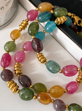 XMRACC国潮民族风碧玺串珠项链女