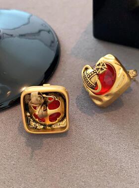 XMR欧美复古古铜哑金西太后耳钉