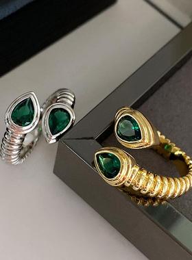 XMRACC欧美高级感绿宝石蛇形戒指