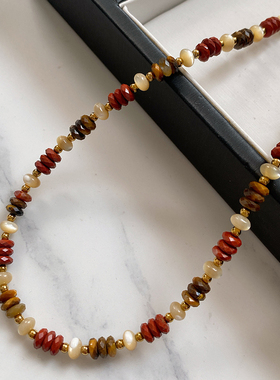 XMR小香风安可拉红珍珠母贝项链