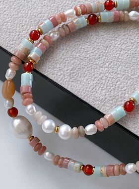 XMR多巴胺天然红纹石项链