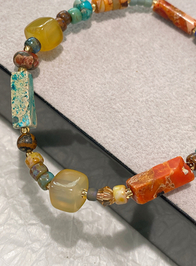 XMR新中式敦煌风彩色寿山石手串