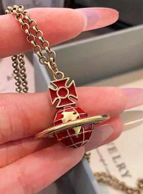 XMR新年红色西太后土星吊坠项链