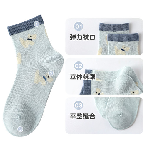 六指鼠春夏季儿童袜子男童薄款透气男孩宝宝卡通纯棉夏天大童网袜 - 图3