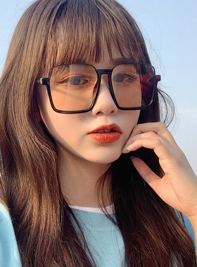 大框显瘦潮下半圆脸茶色网红眼镜