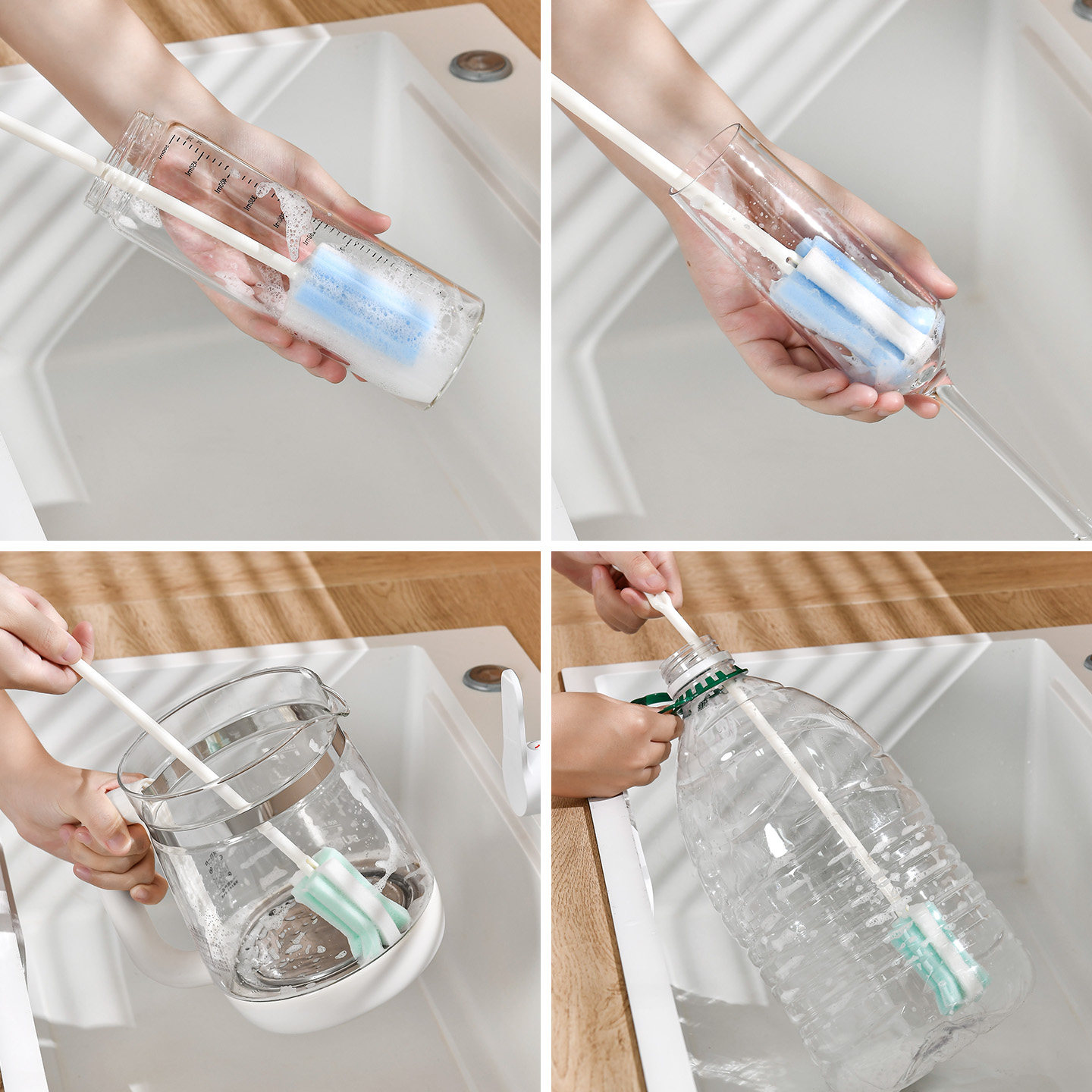 杯刷洗杯子神器加长海绵长柄涮瓶刷细口花瓶家用小口瓶清洁小刷子 - 图3