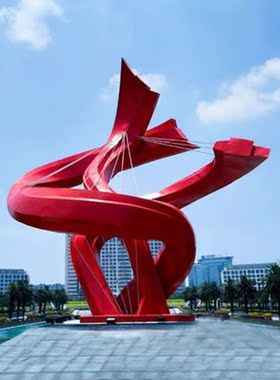 渤言雕塑不锈钢彩带城市镜面景观