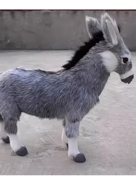 仿真灰驴模型摆件小毛驴