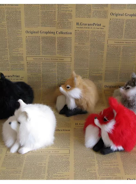 仿真白狐狸灰狐红狐赤狐家居摆件