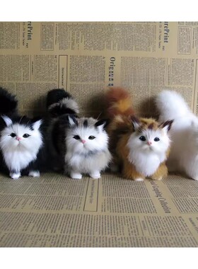 仿真猫咪白猫黑猫创意摆件花猫