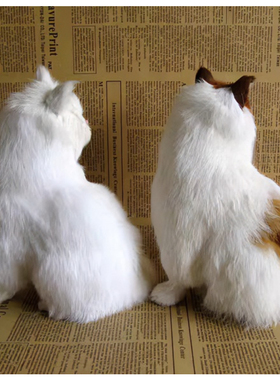 仿真猫白猫摆件花猫桌面新房摆件