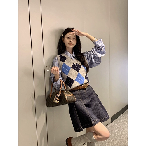 Летняя дизайнерская джинсовая юбка, высокая талия, тренд сезона, А-силуэт, плиссированная юбка