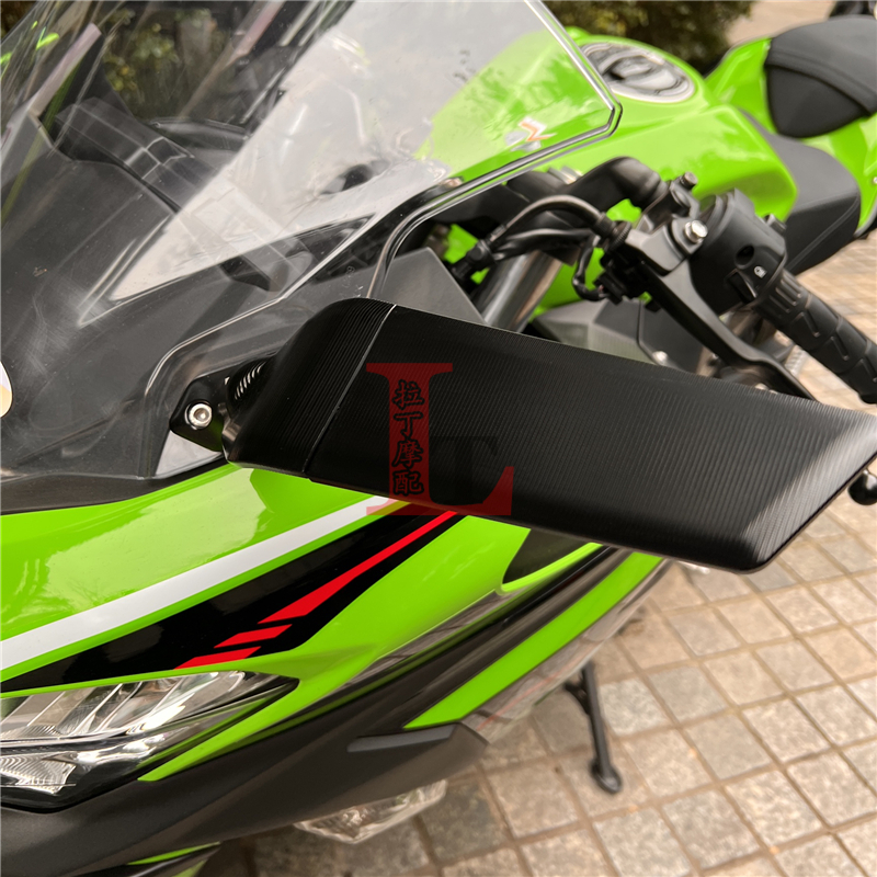 适用川崎ZX6R ZX10R ZX4R/RR ZX25R改装定风翼后视镜大视野倒车镜-图1