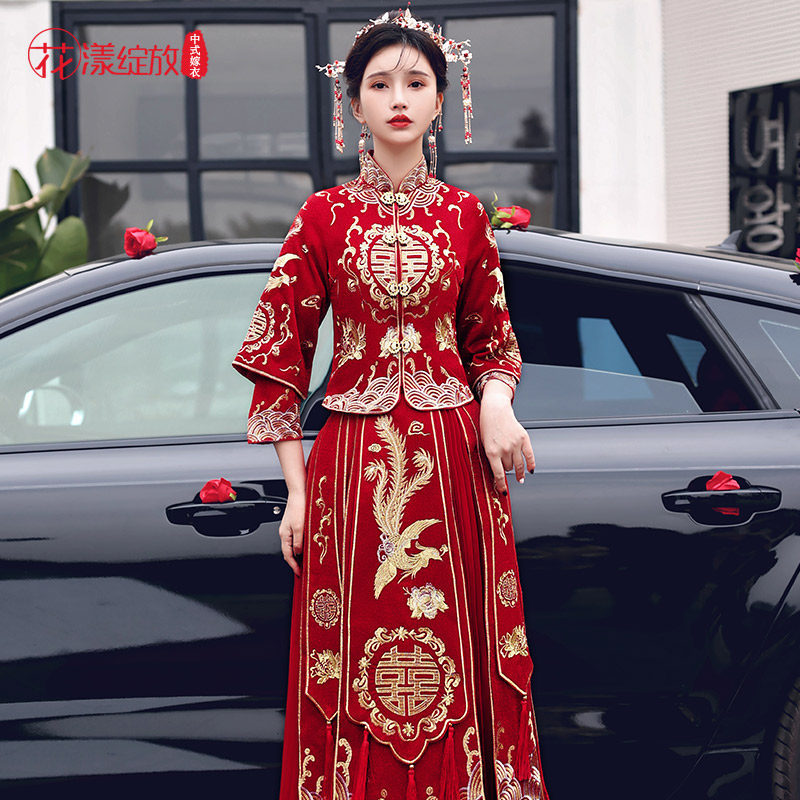 秀禾服2022新款结婚礼服春夏敬酒服 花漾绽放旗袍