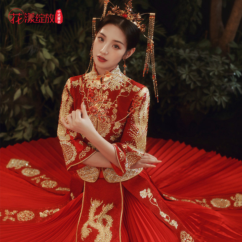 秀禾服夏季2022新款新娘中式婚纱 花漾绽放旗袍