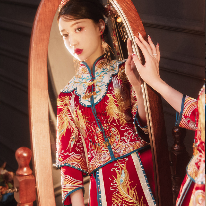 花漾绽放旗舰店秀禾服新娘年新款中式婚纱礼服结婚嫁衣敬酒服高端龙凤褂秀和1