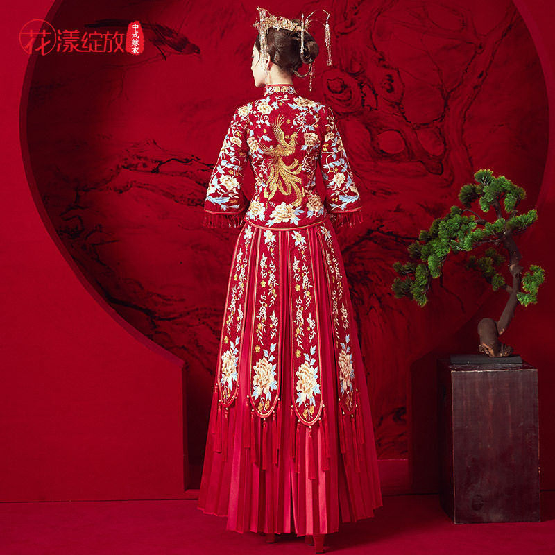 花漾绽放旗舰店秀禾服新娘新款婚纱礼服新娘结婚敬酒服中式婚服结婚龙凤秀和2