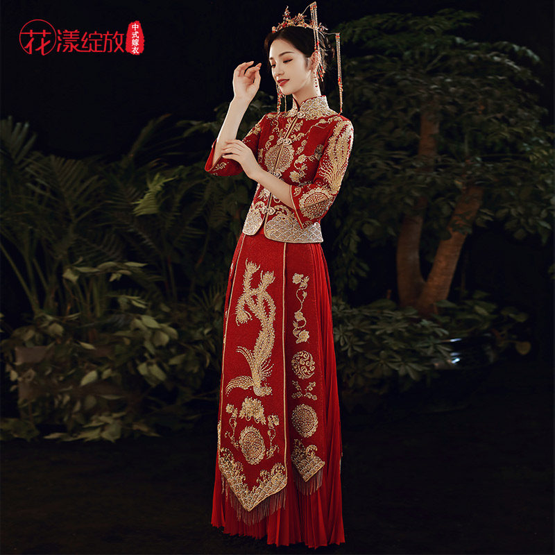 秀禾服夏季2022新款新娘中式婚纱 花漾绽放旗袍