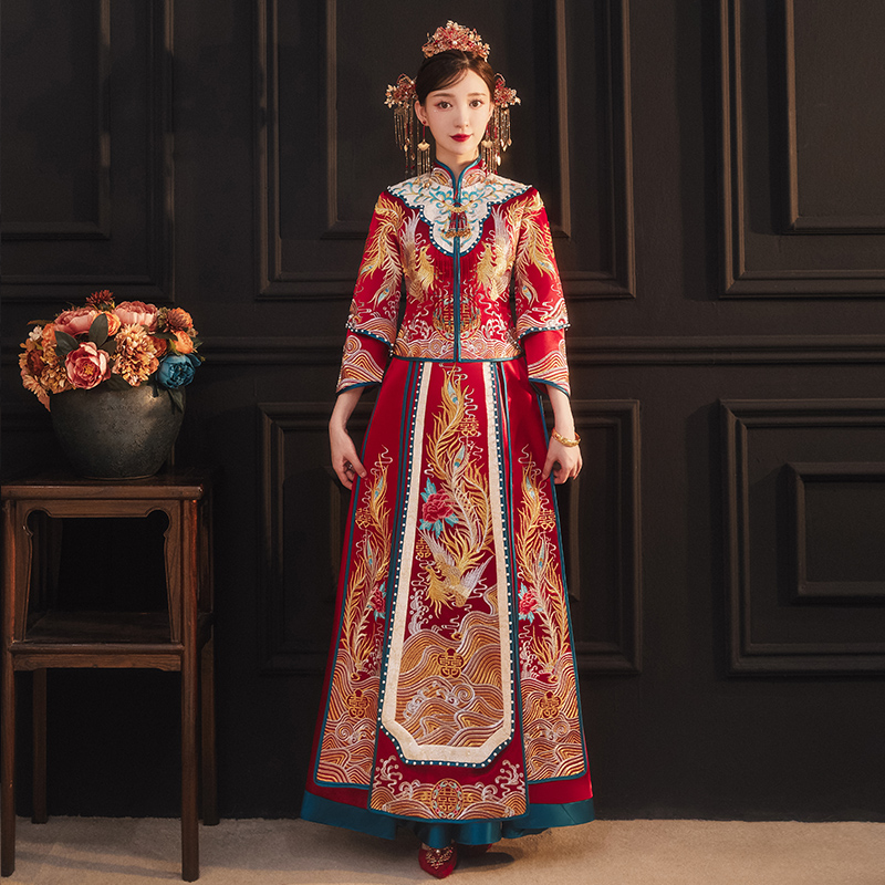花漾绽放旗舰店秀禾服新娘年新款中式婚纱礼服结婚嫁衣敬酒服高端龙凤褂秀和3