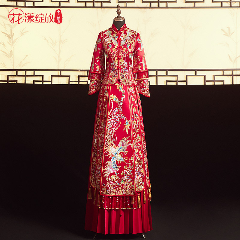 花漾绽放旗舰店秀禾服新娘新款春结婚嫁衣新娘婚纱礼服中式婚服结婚敬酒服2