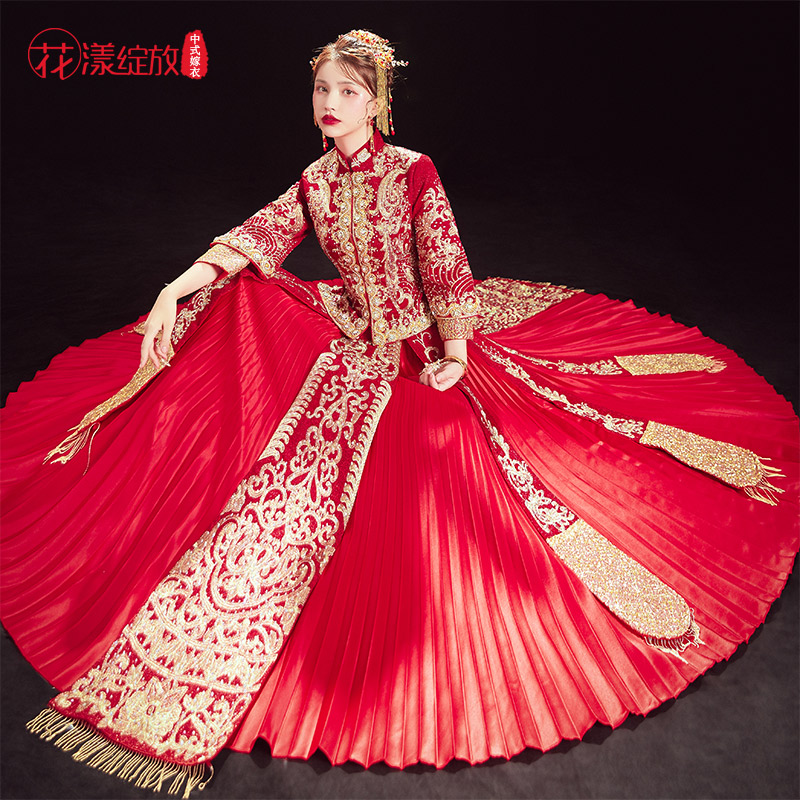 花漾绽放旗舰店秀禾服新娘新款中式婚纱礼服新娘敬酒服复古结婚衣服秀和服3