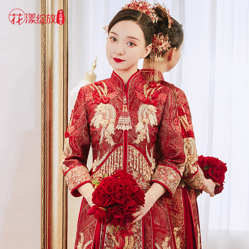 秀禾服2022新款结婚新娘中式秀和服 花漾绽放旗袍