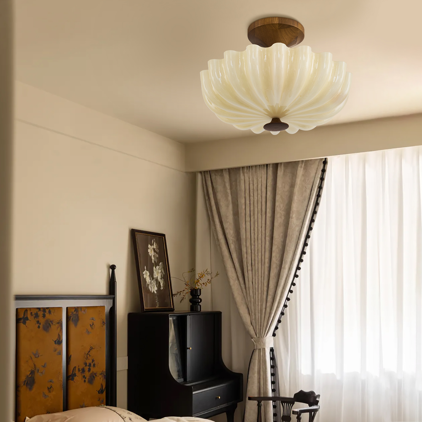 Xucheng French retro bedroom ceiling lamp master bedroom mid-century American high-end study room lamps