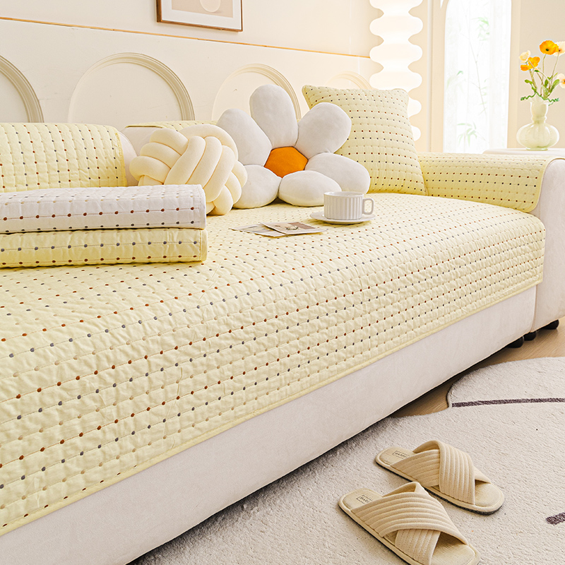 法式奶油风全棉沙发垫布艺四季通用2025新款纯棉坐垫子盖布巾防滑