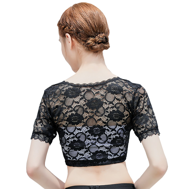 2020夏季女款蕾丝短款短袖镂空罩衫 艾帛丽蕾丝衫/雪纺衫