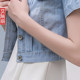 Denim ຂອງແມ່ຍິງ shawl ຂະຫນາດນ້ອຍ jacket ສັ້ນ sleeve waistcoat