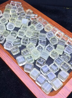 天然黄水晶方糖 约10毫米 通孔 diy配饰简约百搭礼物
