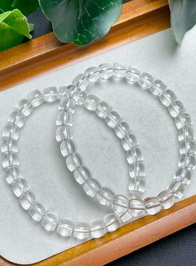 天然白水晶老型珠单圈手链 约7毫米 diy百搭配饰串珠手链项链